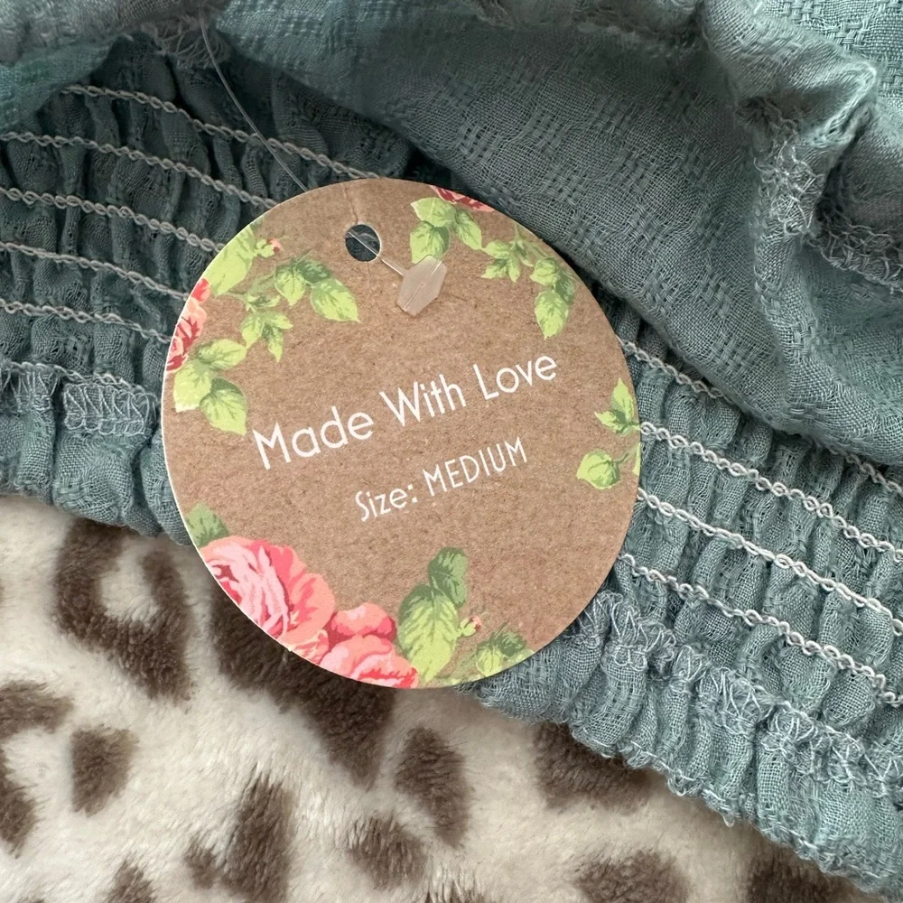 Boutique Off the Shoulder Blouse in Blue Green Size Medium - Picture 12 of 17